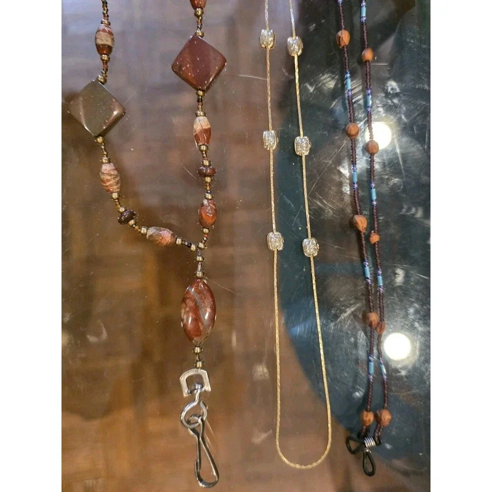 Beaded 3 PCS Eyeglass Chain Strap Holder Glasses Lanyard for Women